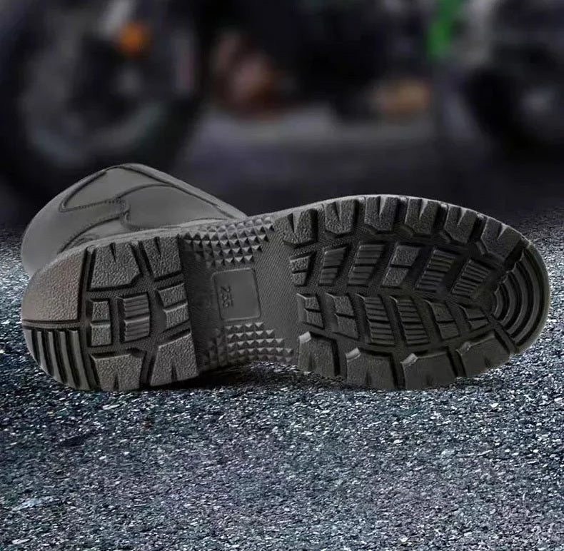 Men’s Classic Motocross Motorcycle Boots – Waterproof Touring Footwear with Reinforced Heel and Toe for Rugged Ride Comfort & Style