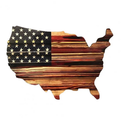 Vintage Wooden American Flag Coin Display – Handmade Wall-Mounted USA Shape Stand, Patriotic Art Piece for Challenge Coins, Police, Veterans, and Collectors’ Keepsake Home Decor