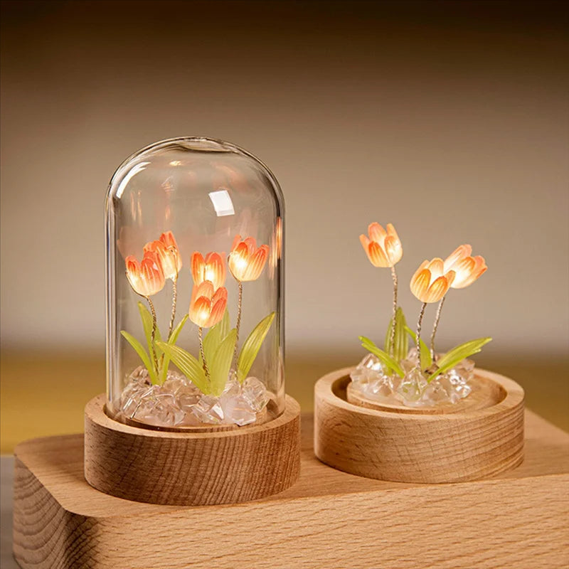 Handmade Tulip Night Light – DIY Romantic Flower Lamp for Bedroom, Living Room and Cozy Ambient Decor