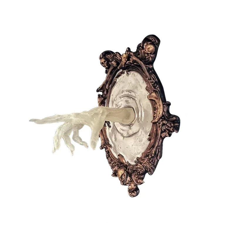 Gothic Devil Hand Wall Decor - Resin Spooky Sculpture Frame with Luminous Effect, Halloween Home Decoration Prop