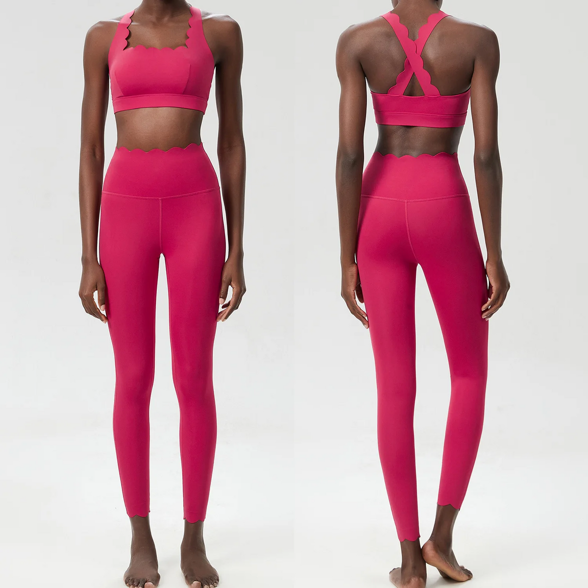 Women’s Solid Color Gym Yoga Set – Breathable Two-Piece Yoga Suit with Stretch Slim Fit Design for Ultimate Comfort and Flexibility