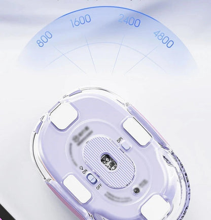 Transparent Wireless Mouse – Silent Click, Bluetooth + 2.4G Dual-Mode, Rechargeable, RGB