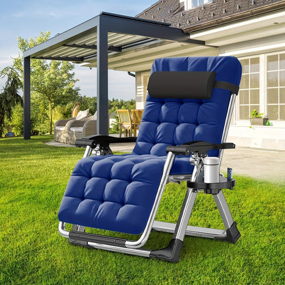 Zero Gravity Chair – Premium Folding Lawn Recliner with Cushion Headrest, Tray & Adjustable Recline