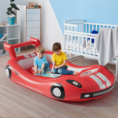 Inflatable Kids Travel Bed – Portable Sleeping Mattress with Raised Sides and Hand Pump for Camping, Hotels, and Home Use