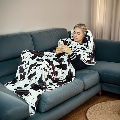 Portable Winter Car Blanket with Pillow – Soft Flannel Travel Throw for Sofa, Backseat, or Office Air Conditioning Warmth