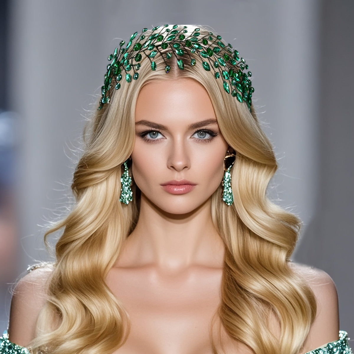 Emerald Rhinestone Hairband – High-End Carnival & Masquerade Headpiece for Elegant Ladies Seeking Glamorous Hair Accessories