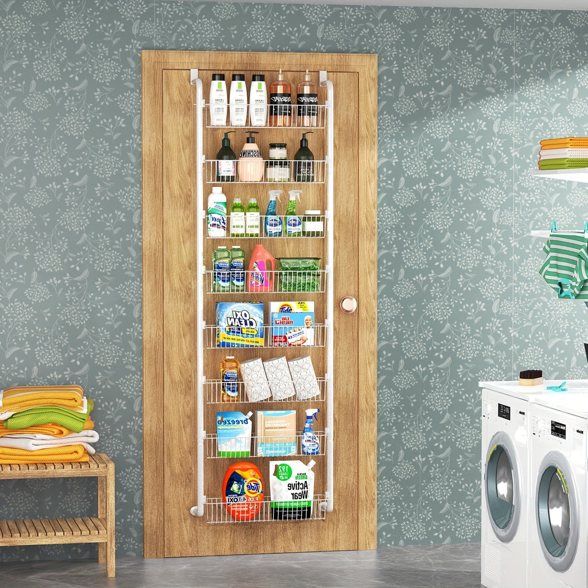 Over the Door Pantry Organizer – Space-Saving Multi-Tier Storage Rack for Kitchen, Bathroom, or Closet Organization with Sturdy Adjustable Hooks for Easy Setup