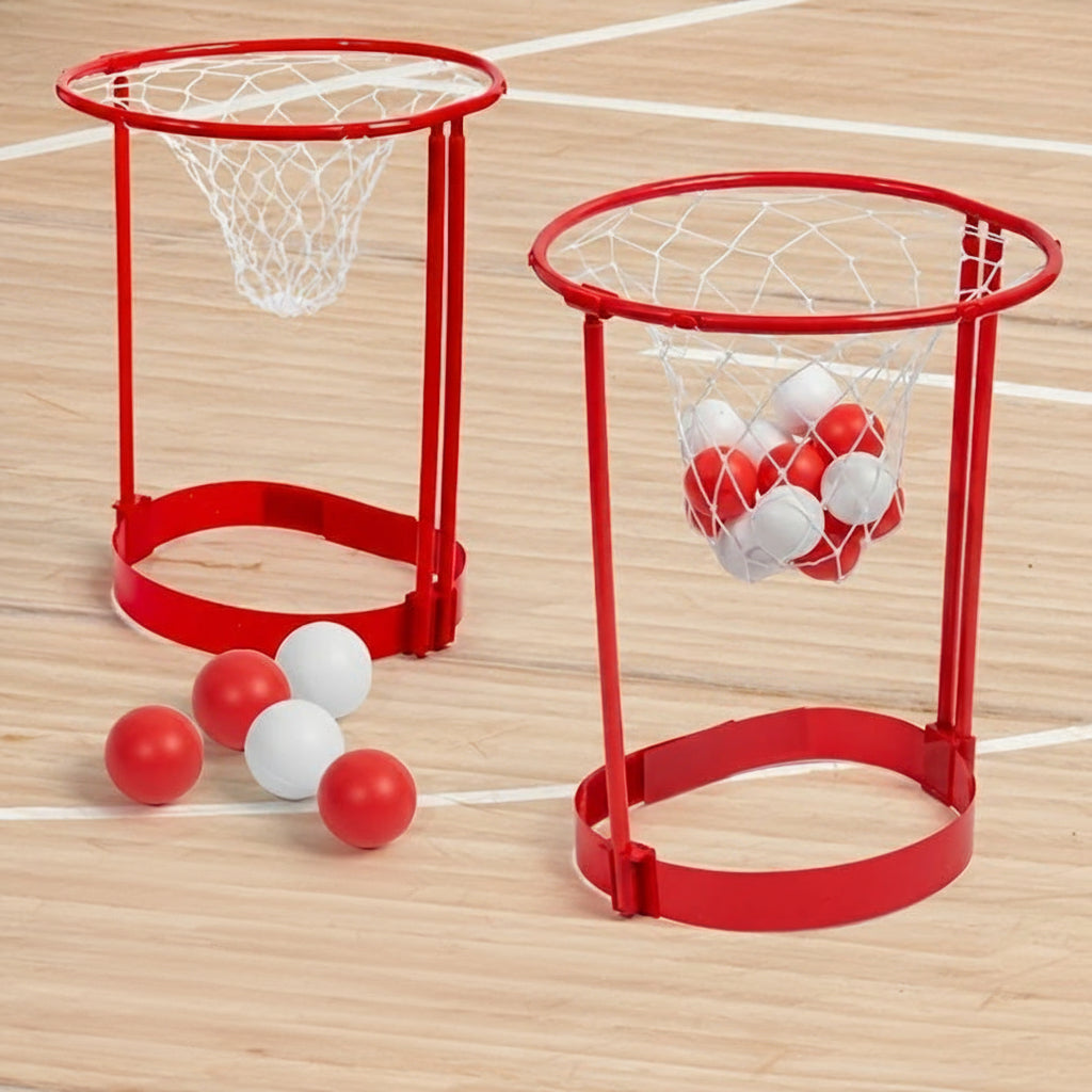Head Hoop Basketball Party Game Set – 2 Adjustable Basket Net Headbands with 20 Balls for Family, Kids & Carnival Events