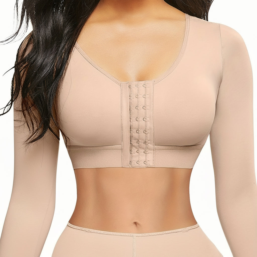 Long Sleeve Compression Arm Slimmer Top –  Shapewear with Chest Push-Up Support for Arm Sculpting, Recovery, Slimming & Autumn Layering