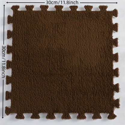 Plush Interlocking Carpet Tiles – 12 Foam Puzzle Mat Squares, 11.8 in, Hand-Washable