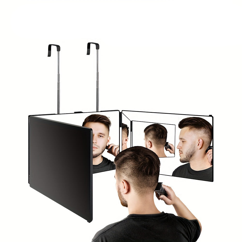 Self Haircut Mirror with LED – 360 View Anti-Fog, USB Rechargeable, Tri-Fold Mirror for Home Grooming, Salon, and Gift Ideas