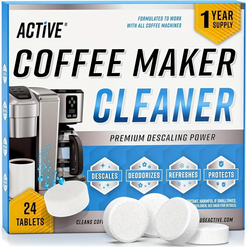 Coffee Machine Cleaner –  24pcs Powerful Descaling Tablets for Espresso & Brew Systems, Enhancing Taste and Machine Longevity