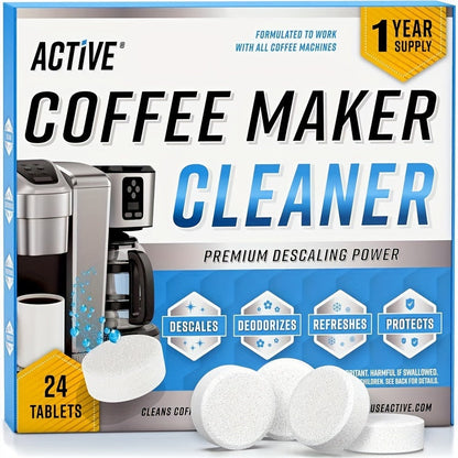 Coffee Machine Cleaner –  24pcs Powerful Descaling Tablets for Espresso & Brew Systems, Enhancing Taste and Machine Longevity