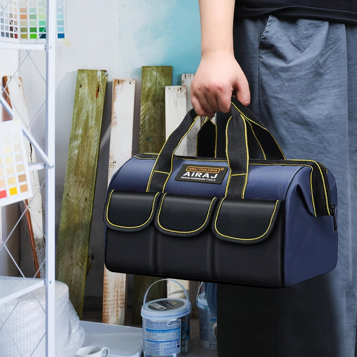 Heavy-Duty Electrician Tool Bags – Waterproof Oxford Cloth with Multiple Pockets, Available in 13/16/18 Inch, Ideal for Workshops, Repairs, Gardening, and Outdoor Storage