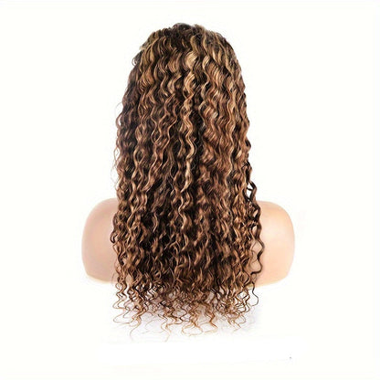 Deep Wave Honey Blonde Lace Front Wig –  13x4 Human Hair Wig with 180% Density for Glamorous Party Looks and Natural Styling Freedom