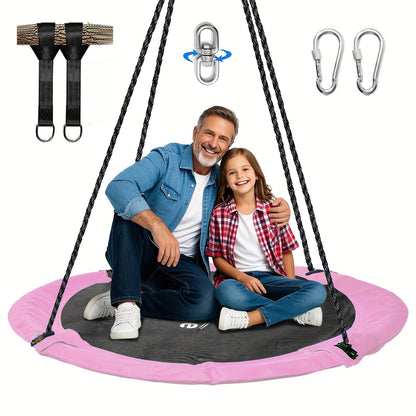 43-Inch Saucer Tree Swing for Kids – 360° Rotating Waterproof Nest Hammock Seat, Tree Straps and Swivel Included
