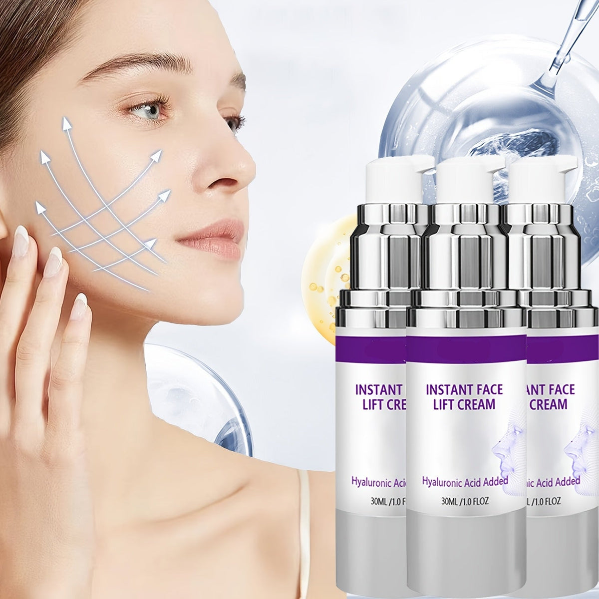 Facial Lifting Cream with Collagen, Retinol, and Hyaluronic Acid – Instant Firming, Tightening, Moisturizing Anti-Aging Cream for Smooth Skin Appearance