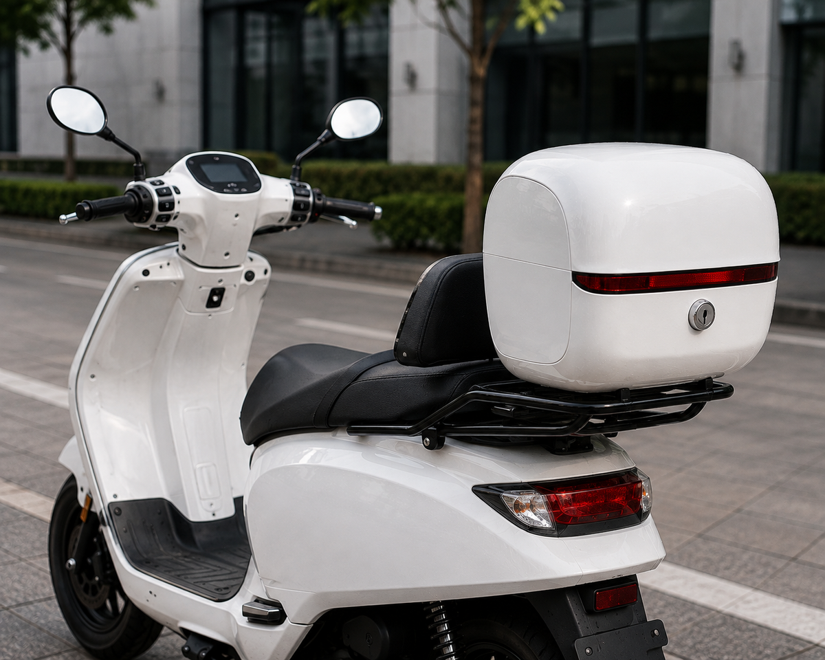 Electric Scooter Rear Storage Box – Universal Large-Capacity Waterproof Tail Trunk with Backrest for Yadea, Emma and Electric Bike Commuting