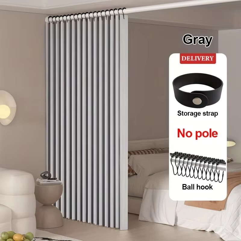 Solid Color Room Divider Curtain – Soft Light Sheer Partition Drapes for Bedroom, Living Room, Privacy and Space Separation