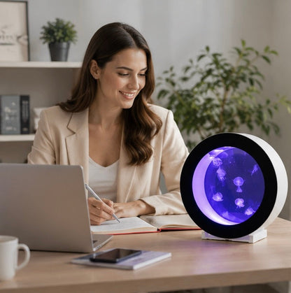 Acrylic Jellyfish Fish Tank - Round Desktop Aquarium for Small Fish, Creative Modern Home Decoration and Office Display