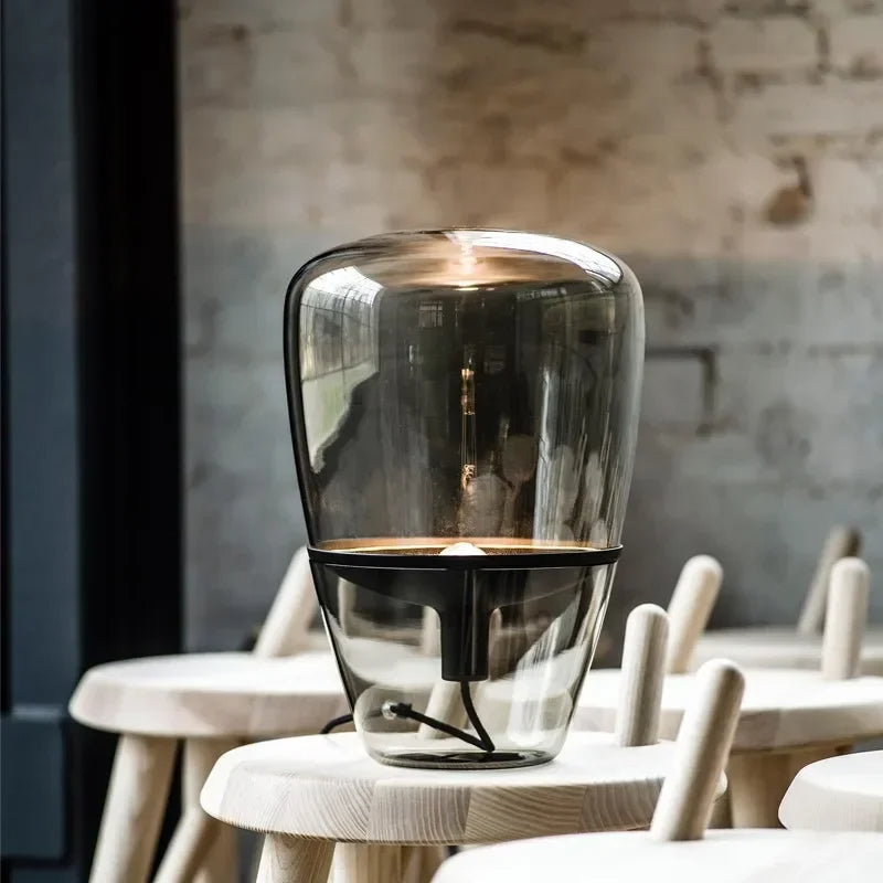 Nordic Glass Lampshade Table Lamp – Modern Creative Desk Lighting for Bedroom, Office, or Living Room, Stylish Bedside Lamp with Soft Glow for Home Decor