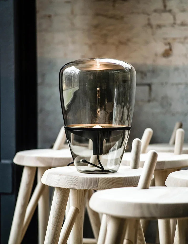 Nordic Glass Lampshade Table Lamp – Modern Creative Desk Lighting for Bedroom, Office, or Living Room, Stylish Bedside Lamp with Soft Glow for Home Decor