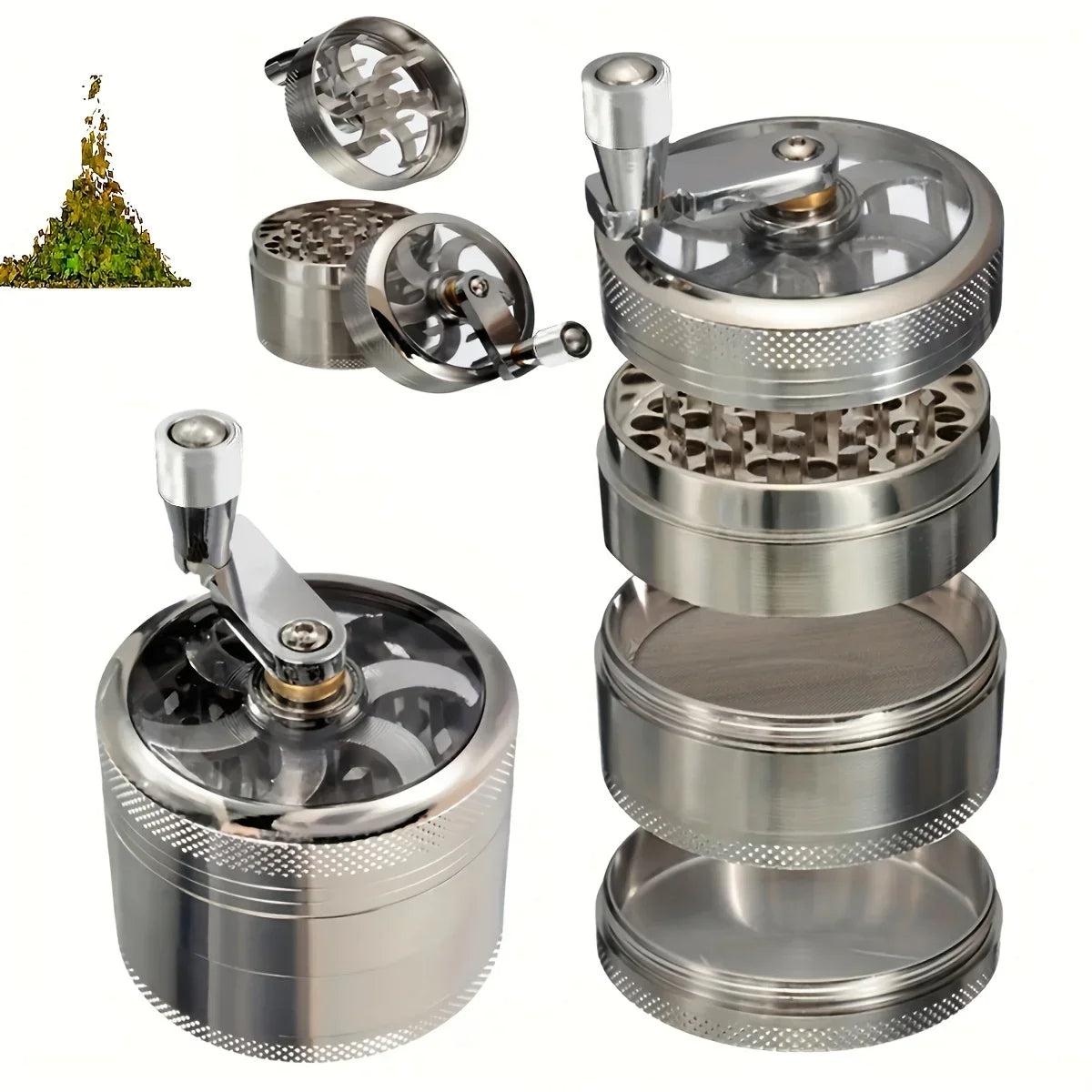 Nut and Hard Spice 4-Layer Herb Grinder – 40mm Handle-Type Spice Mill with Durable Design for Smokers and Holiday Gift Enthusiasts