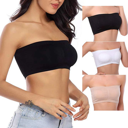 Women’s Strapless Tube Bralette – Sexy Plus Size Bandeau Crop Top Bustier Bra, Invisible Support, Perfect Lingerie for All Sizes