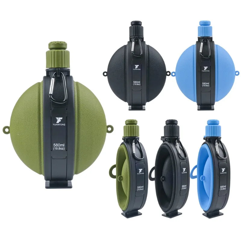 Folding Silicone Water Bottle with Compass – Outdoor Camping Hydration Cup for Hiking, Fishing, Picnics, and Eco-Friendly Travel