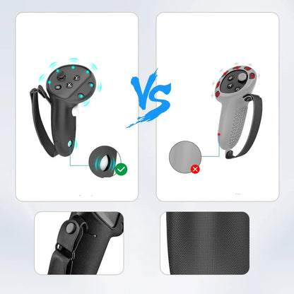 VR Controller Case Cover for Meta Quest 3/3S – Silicone Grip with Battery Access, Opening Cap & Knuckle Strap for Secure Play