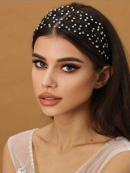 Simulated Pearl Bridal Headband – Elegant Hair Chain Tiara for Weddings, Noiva Headdress, and Timeless Women’s Hair Accessory for Special Occasions