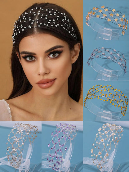 Simulated Pearl Bridal Headband – Elegant Hair Chain Tiara for Weddings, Noiva Headdress, and Timeless Women’s Hair Accessory for Special Occasions