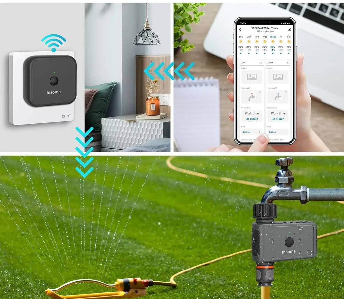 Insoma WiFi Garden Sprinkler Timer - Smart Irrigation Controller Compatible with Alexa, Remote Control for Hassle-Free Watering