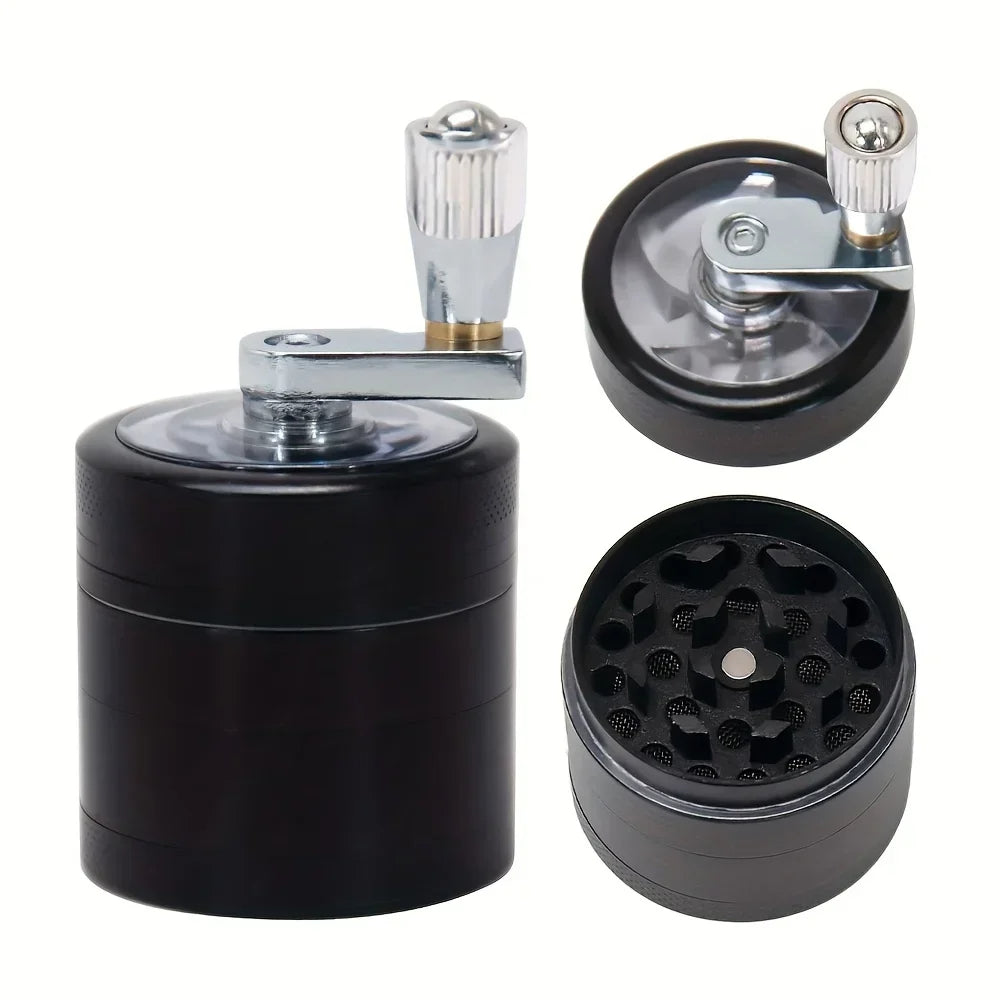 Nut and Hard Spice 4-Layer Herb Grinder – 40mm Handle-Type Spice Mill with Durable Design for Smokers and Holiday Gift Enthusiasts