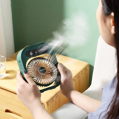 USB Mini Ice Fog Fan – Multi-Function 1200mAh Cooling Device with Humidifier, Air Conditioning Features, and Desk Portability