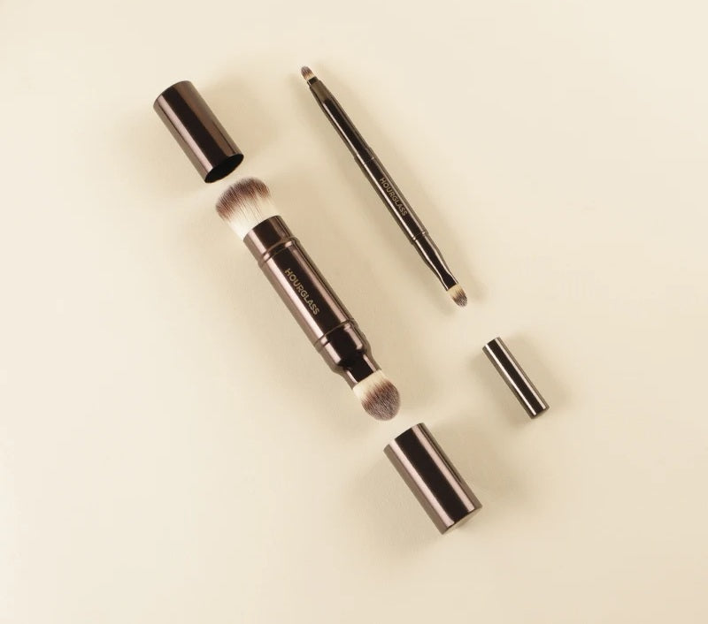 Professional Hourglass Makeup Brush Set – Retractable Eyeshadow, Foundation, Concealer, Powder & Eyeliner Brushes for Beauty Pros
