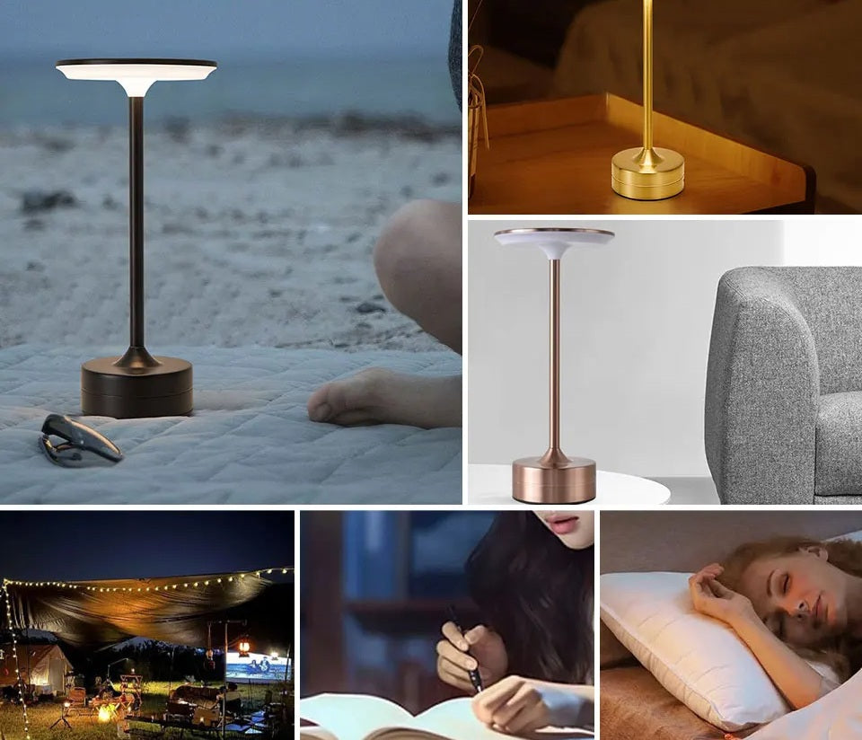 Touch-Activated USB Metal LED Table Lamp – Rechargeable Mood Light for Bedroom, Bar, or Restaurant Ambience and Desk Decor