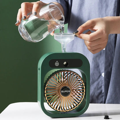 USB Mini Ice Fog Fan – Multi-Function 1200mAh Cooling Device with Humidifier, Air Conditioning Features, and Desk Portability
