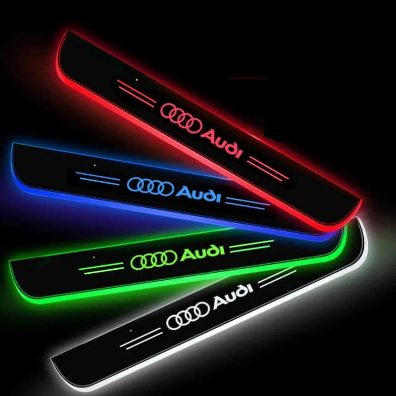LED Wireless Car Door Sill Lights – 4PCS USB Welcome Light Pathway Pedal Lamp Kit for Audi A3 A4 A5 A7 Q5 Q7 Models