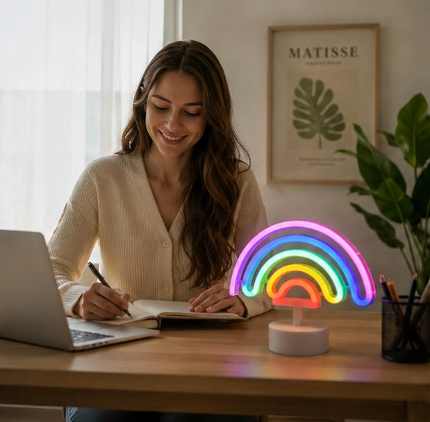 Desktop Neon Light Sign-USB Battery Powered Decorative LED Lamp for Weddings Parties and Romantic Room Decor