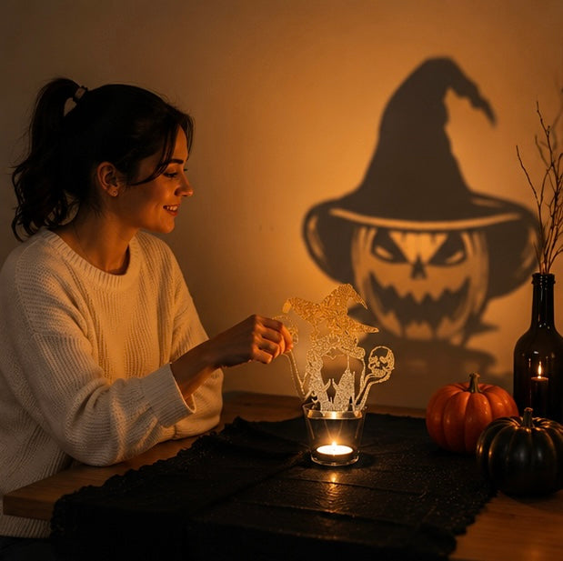 Halloween Decorative Candle Holder – Scary Resin Candlestick Ornament Desk Accessory for Haunted Room Ambiance and Festival Party Décor