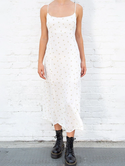 Slim Fit Strapless Sheath Floral Midi Dress – Sweet Y2K Vintage Bodycon for Romantic Summer & Spring Styling
