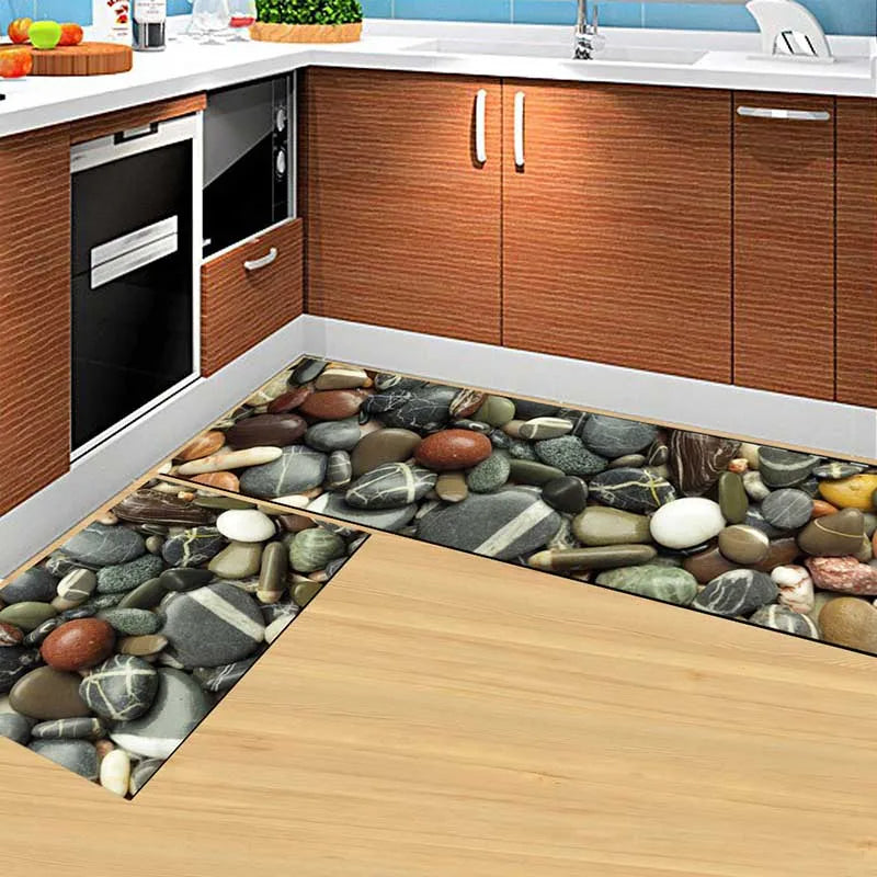 Non-Slip Kitchen Floor Mat & Runner – Printed Flannel with Dot-Grip Backing, 13 Prints