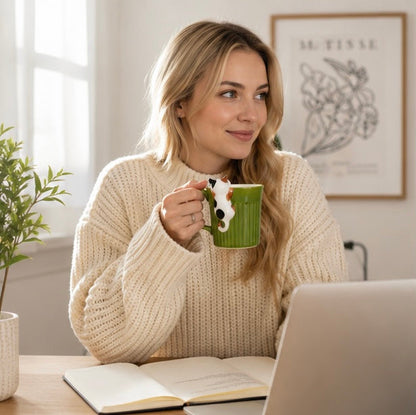 Cute Cat Ceramic Mug - Adorable Coffee Cup for Cat Lovers, Home Offices, Cafes and Unique Gift Giving