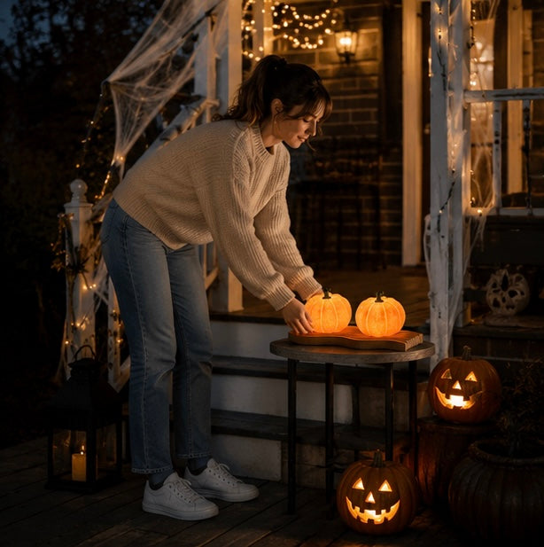 Halloween Pumpkin LED Lantern – Battery Powered Night Light for Kids Bedroom Decoration, Trick-or-Treat Party, and Festive Holiday Home Décor