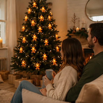 Gingerbread Man String Lights – 10 LED Christmas Fairy Lights for Trees, Bedrooms and Holiday Decor