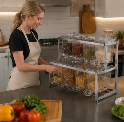 Commercial GN Pan Rack - Stainless Steel Food Tray Shelf Organizer for Restaurant Buffet, Durable Kitchen Storage Solution