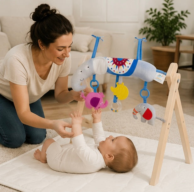 Baby Stroller Arch Toy - Plush Activity Hanging Toy with Sounds for Car Seats, Prams and Sensory Exploration