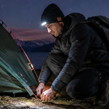 LED Beanie Hat with Light - USB Rechargeable Winter Headlamp Cap for Outdoor Work, Running and Camping