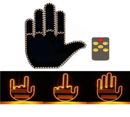 Funny Car Finger Light with Remote – Amber Middle Fingertip Gesture Brake Light Warning Sign for Road Rage, Novelty Auto Accessories, Night Driving Safety